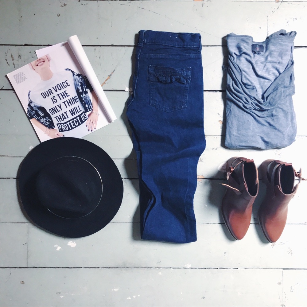 Y2K Ruffled Skinny Denim | Size 7